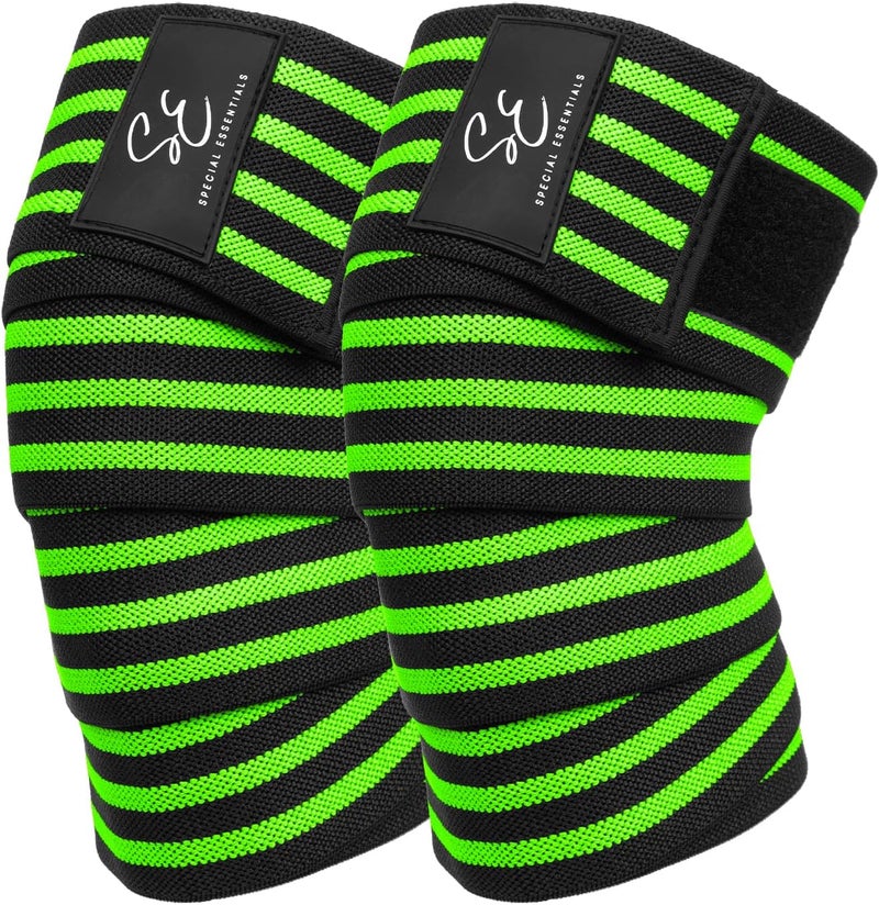 Special Essentials Store Knee Wraps for Weightlifting with Strap (2 Pack) - 72 Inches Flexible Support for Men & Women, for Powerlifting, Squats, Leg Press, and Cross Training - Image 1